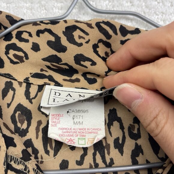 VTG Daniel Laurent Womens Blouse Sz M Animal Print Leopard AOP Sheer Canada Made - Picture 8 of 13